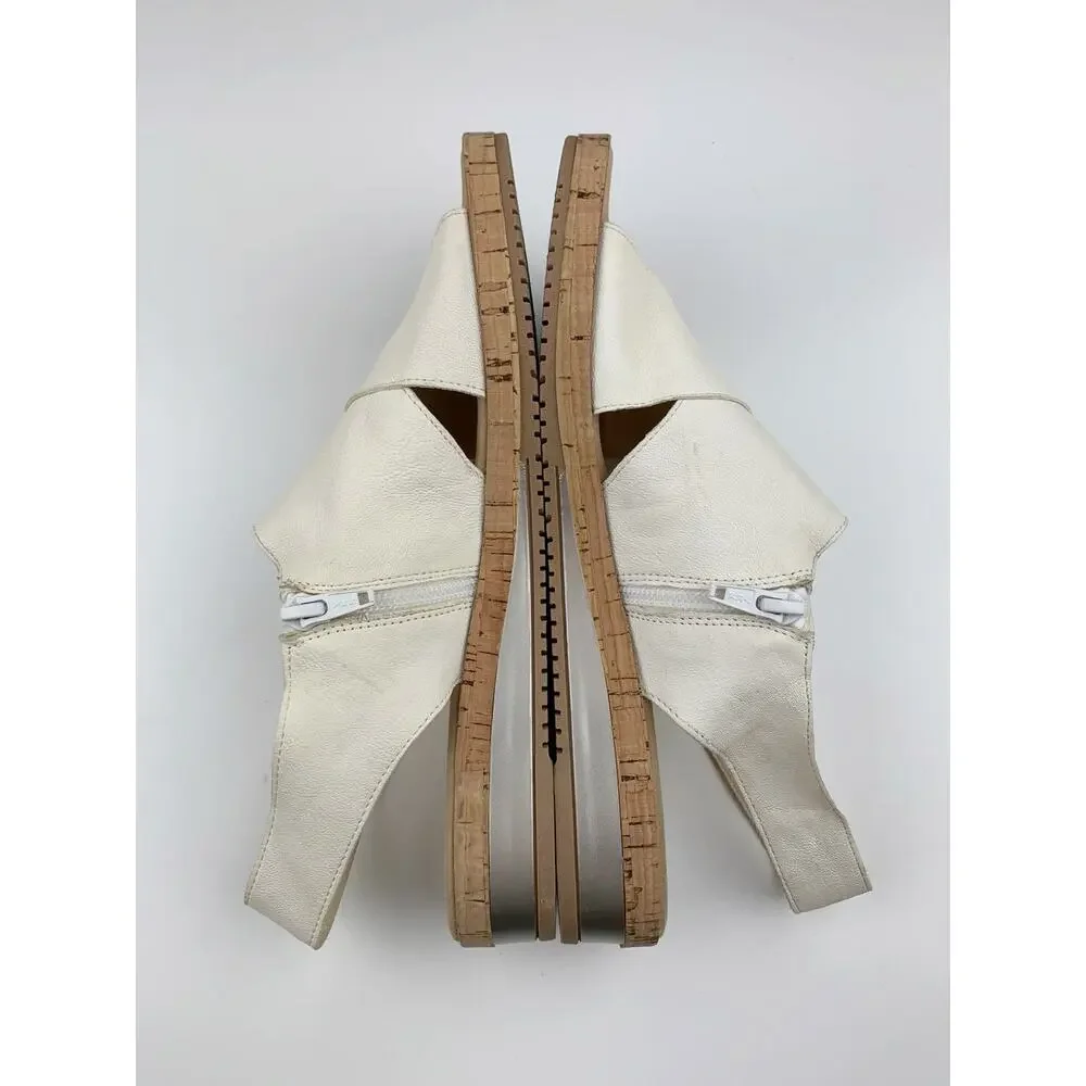 Sesto Meucci Sandals Cream Leather Wedge Heel Comfort Italy Women's 10 Narrow